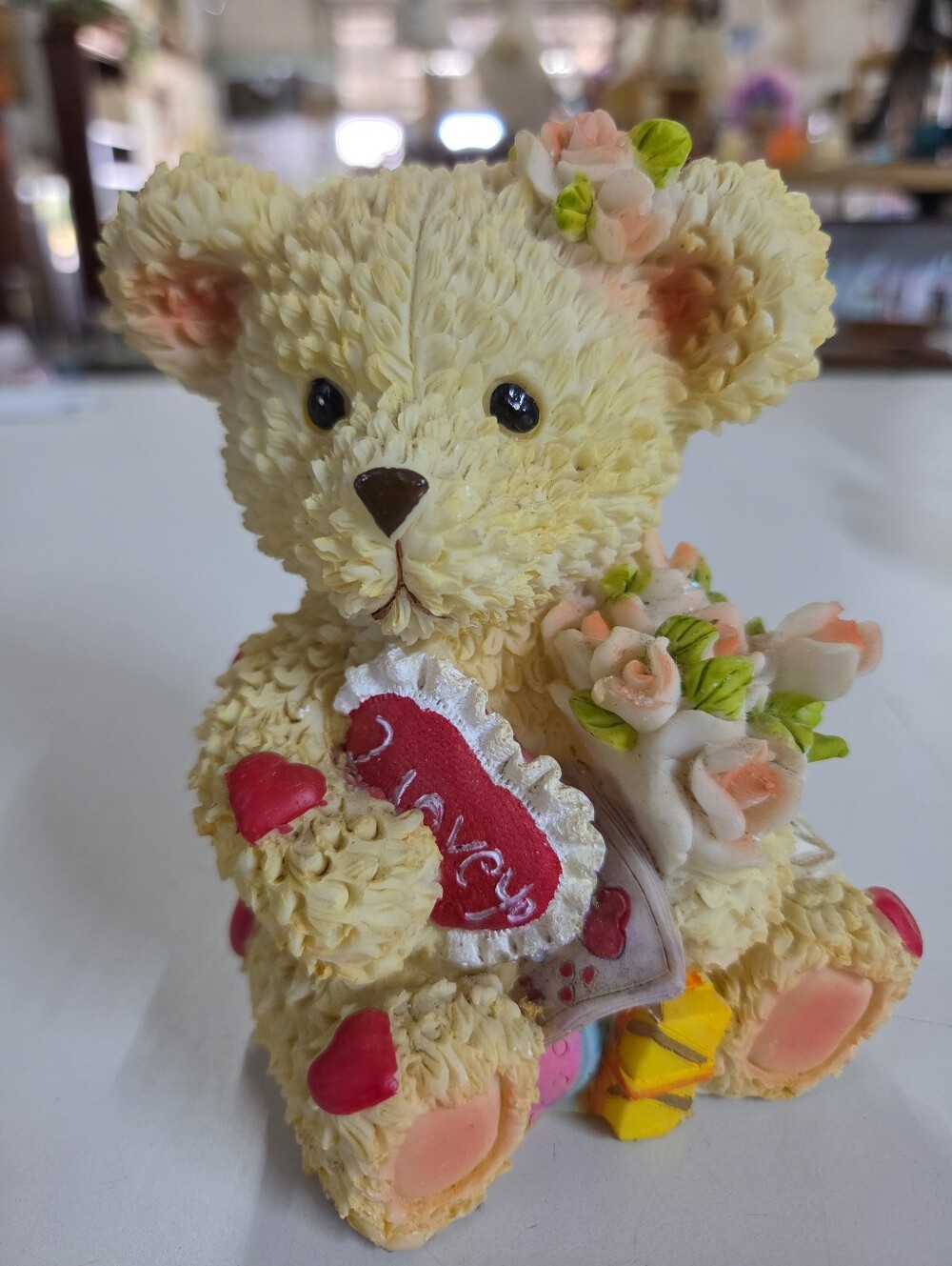 90s Shudehill Style Textured Resin Bear Figurine "Love You"